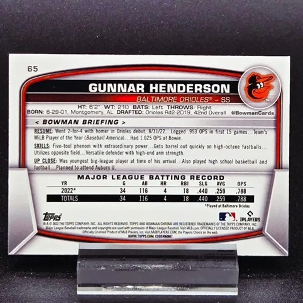 Gunnar Henderson Bowman Chrome Mojo Holiday Short Print SP Baltimore Orioles RC